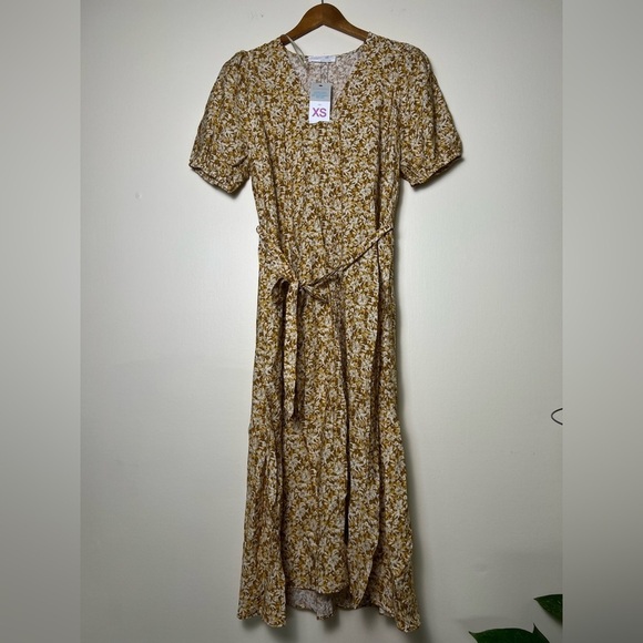 Primark Dresses & Skirts - 🛍️ Primark Cares Women Floral Tan Midi Dress XS Boho Cottagecore Indie Casual